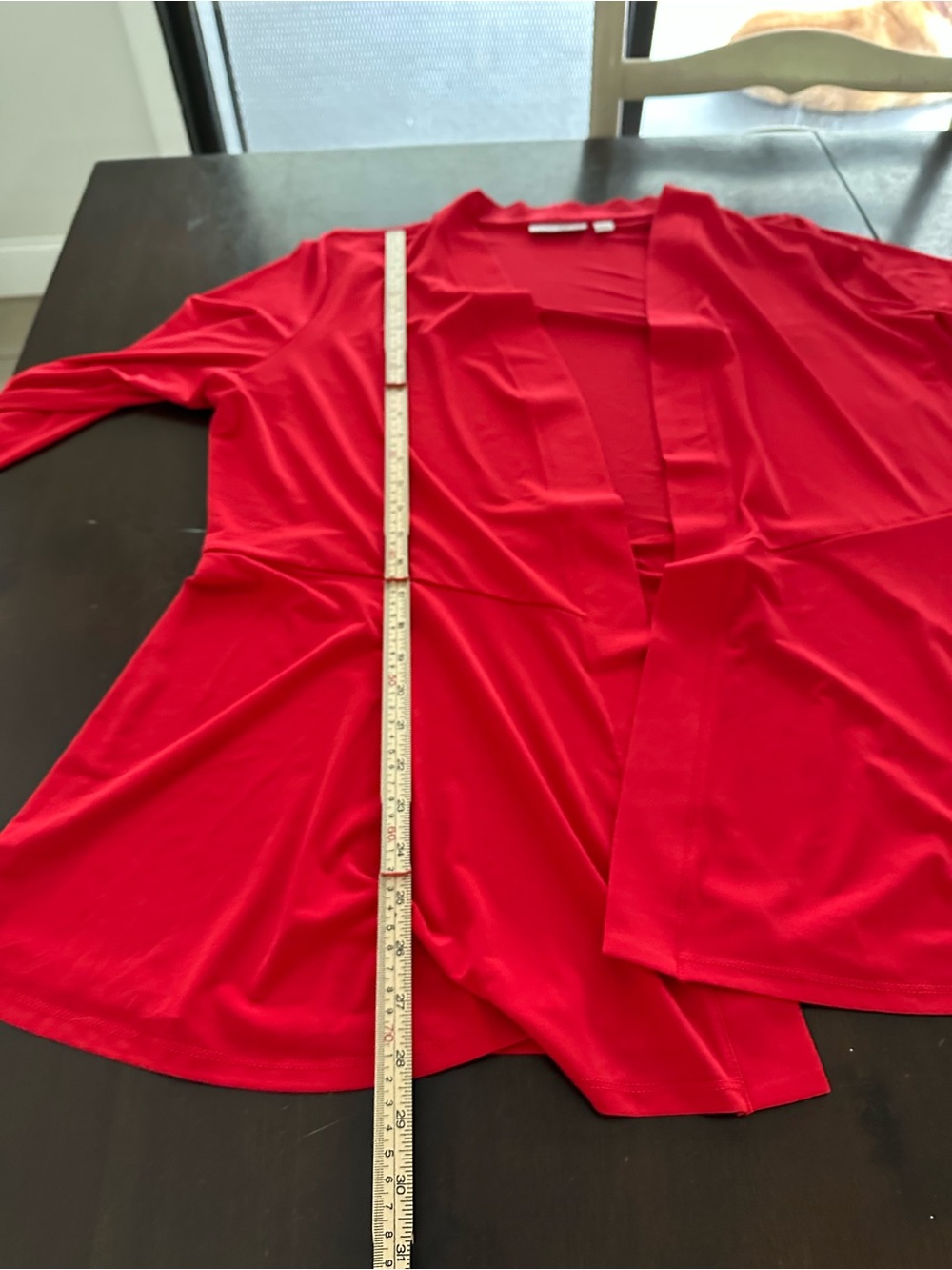 Susan Graver Liquid Knit Red Draped Cardigan XL office mature stretch comfort - Picture 7 of 7